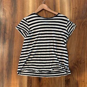 Proenza Schouler tie-back black and cream stripe t shirt